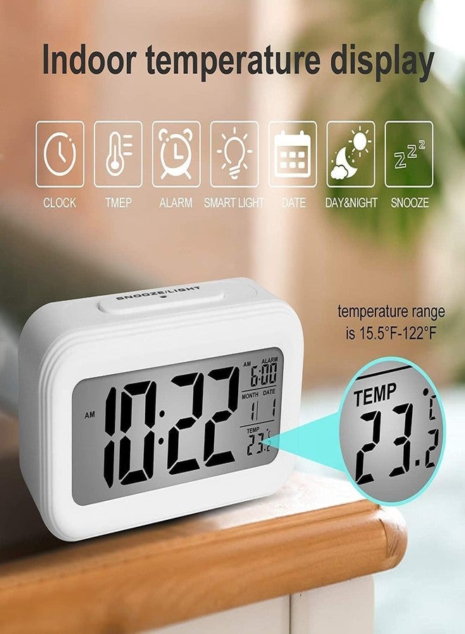 Lifera White Digital Table Desk Multifunction Alarm Clock [Battery Operated | LCD Backlit | Small Size | 12 Functions Include Temperature and Date]-Elegant Professional Clock. (Pack of 1) - Image 5